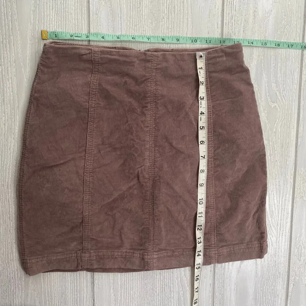 Free People Women's Birchwood Taupe Brown Corduroy Femme Mini Skirt Size 4